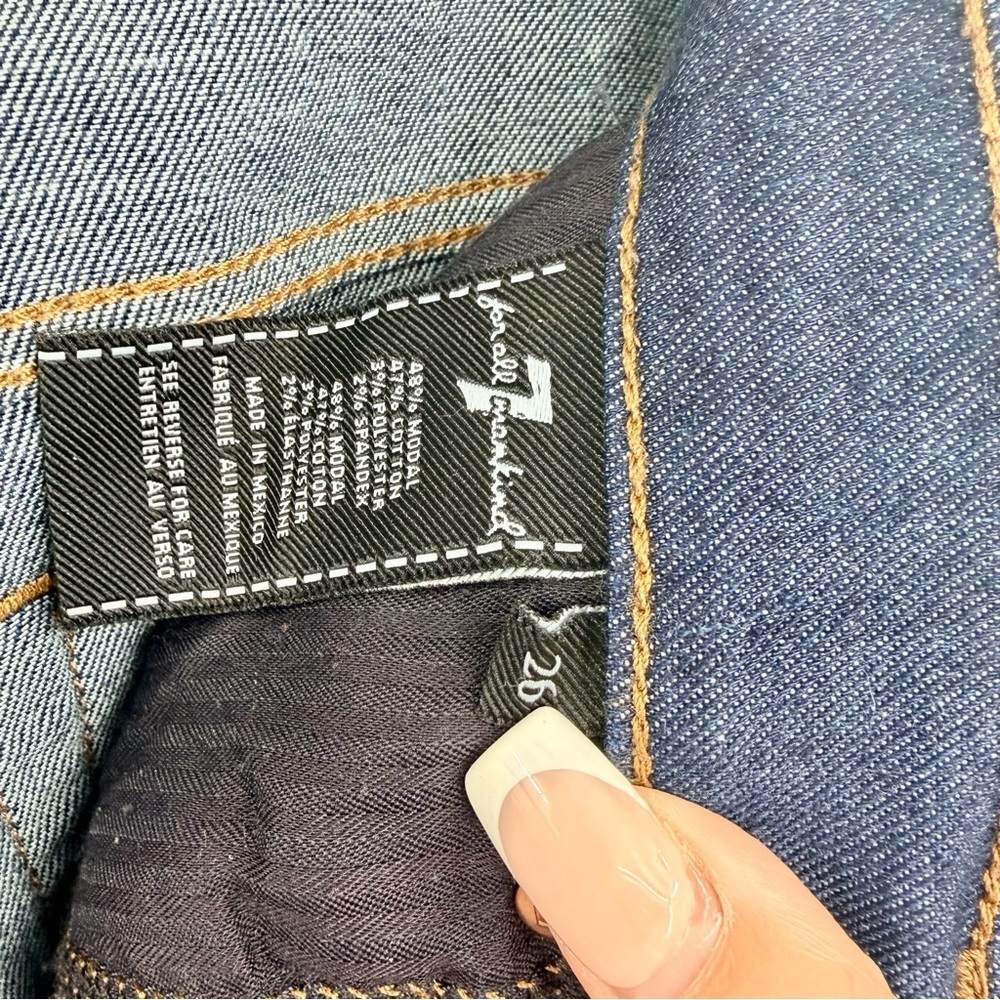 7 FOR ALL MANKIND Wide Leg Lounge Pant Denim Palazzo Jeans In Deep Blue - Picture 6 of 7